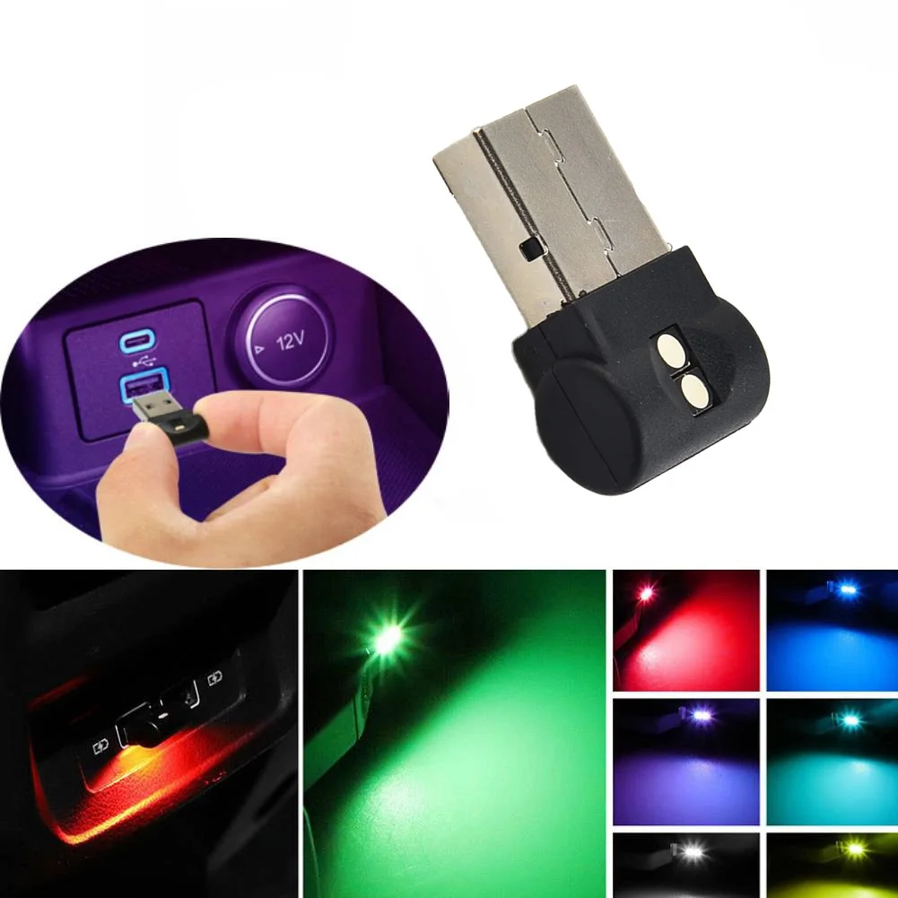 

Mini Car Lights Decorative Lamp USB LED RGB Mini USB RGB LED Car Interior Light Touch Key Neon Atmosphere Ambient Lamps