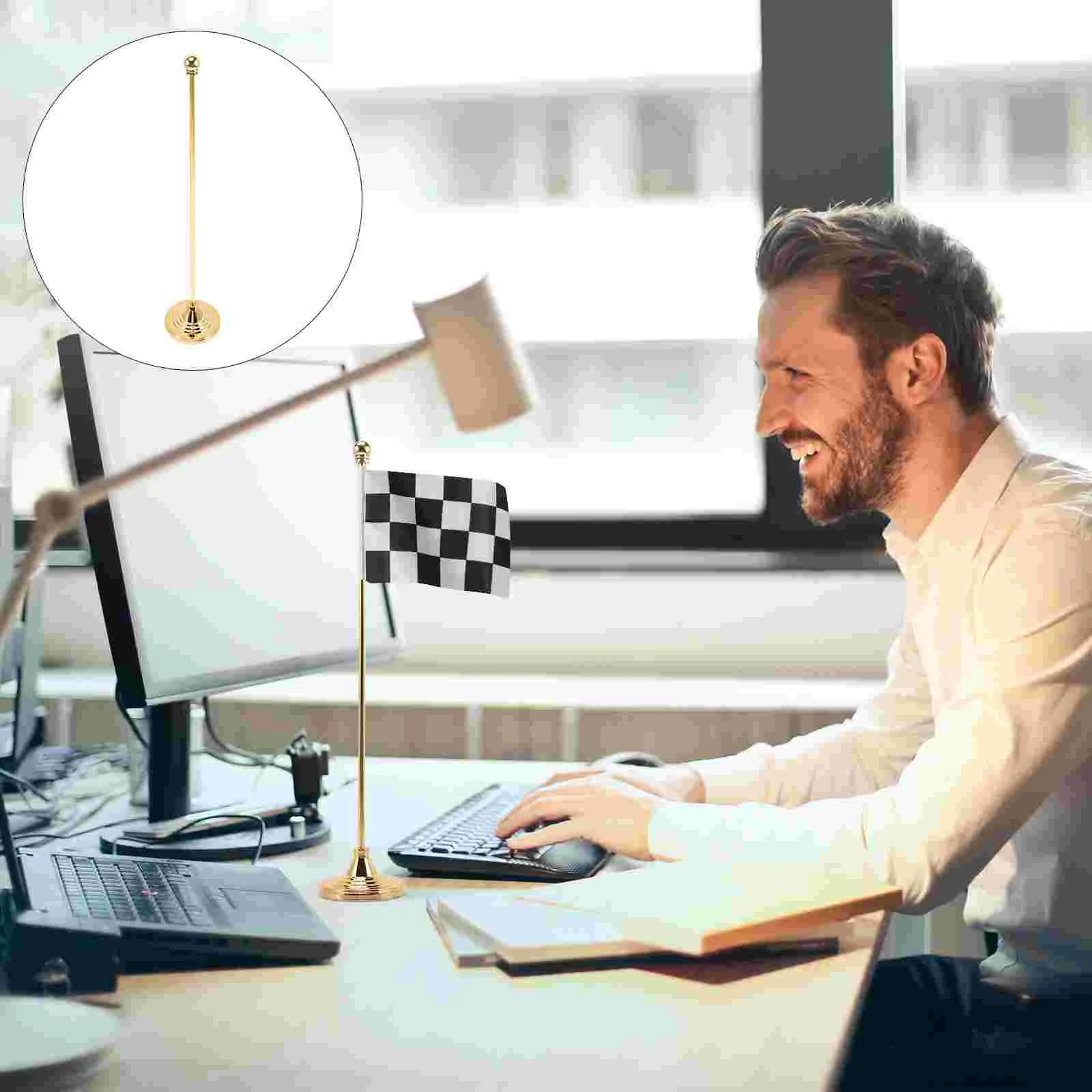 

Flag Pole Holder Stand Base Desktop Stick Flagpole Minioffice Desk Flags Household American Table Metal Banner Stands Indoor