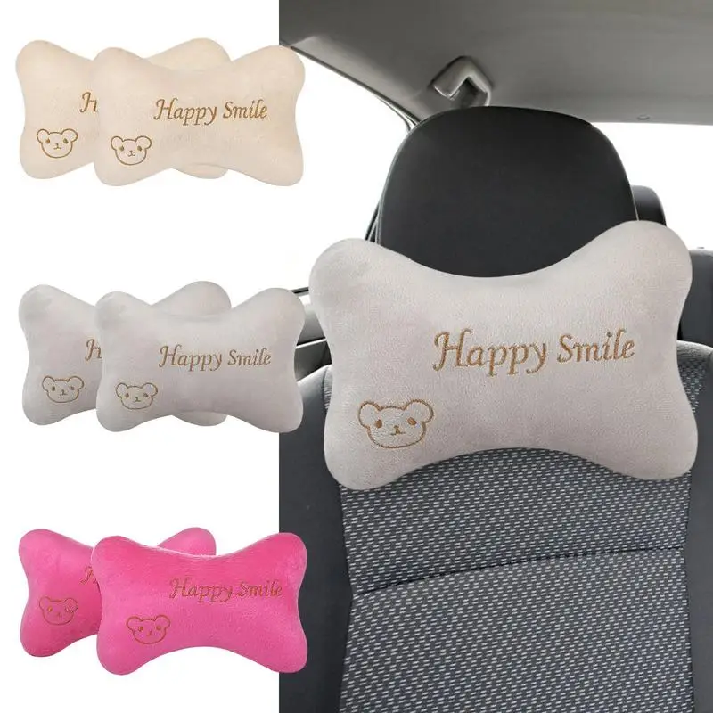 

Car Headrest Neck Pillows 2Pcs Creative Plush Headrest Pillows For Car Front Seat Cars Lumbar Pillow Car Interior Accessories