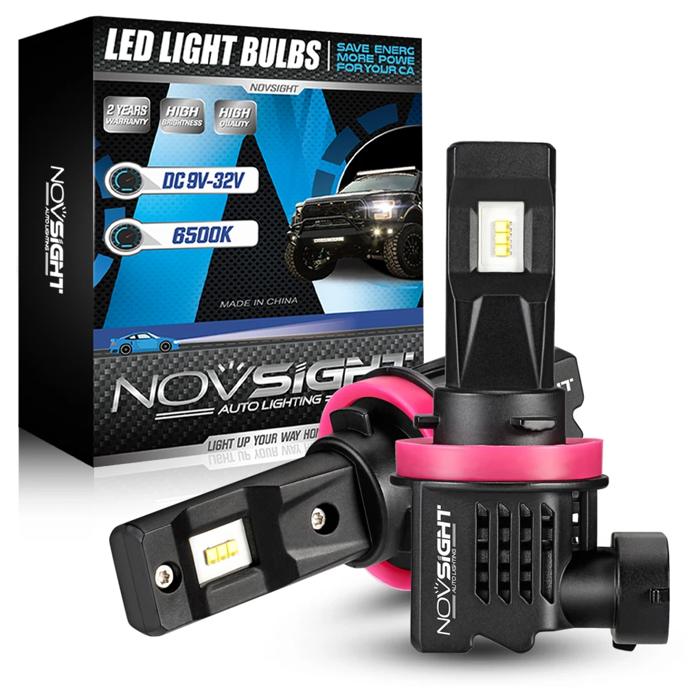 

NOVSIGHT Led H11 H8 H9 Автомобильная противотуманная фара 1:1 мини дизайн 55 Вт 12000LM 6500 К Белый супер яркий светодиодный противотуманный светильник авт...