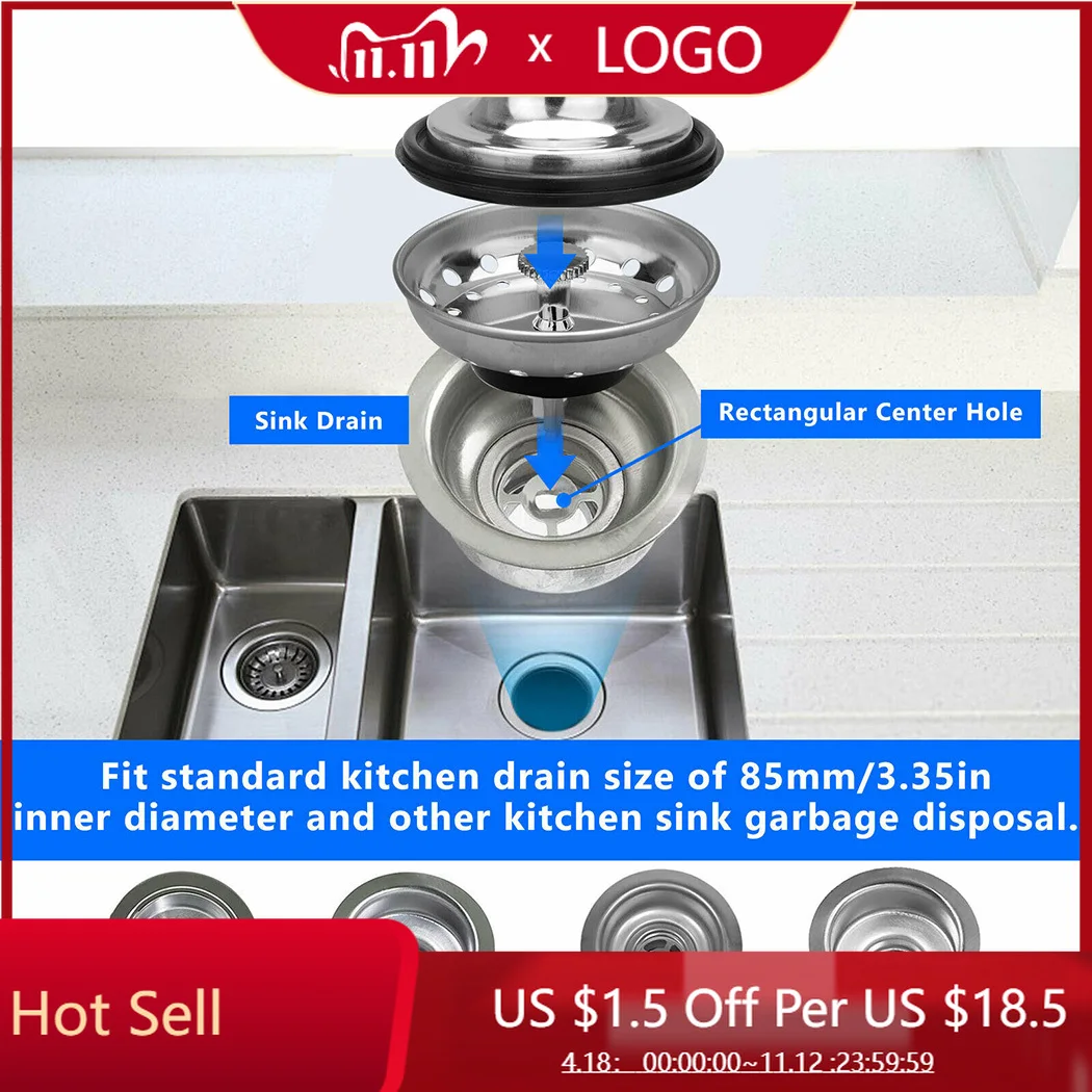 

3.35in Stainless Steel Cover Kitchen Sink Strainer Drain Cover Water Stopper Plug Sink Filter Drainer Kitchen Sink Accessory
