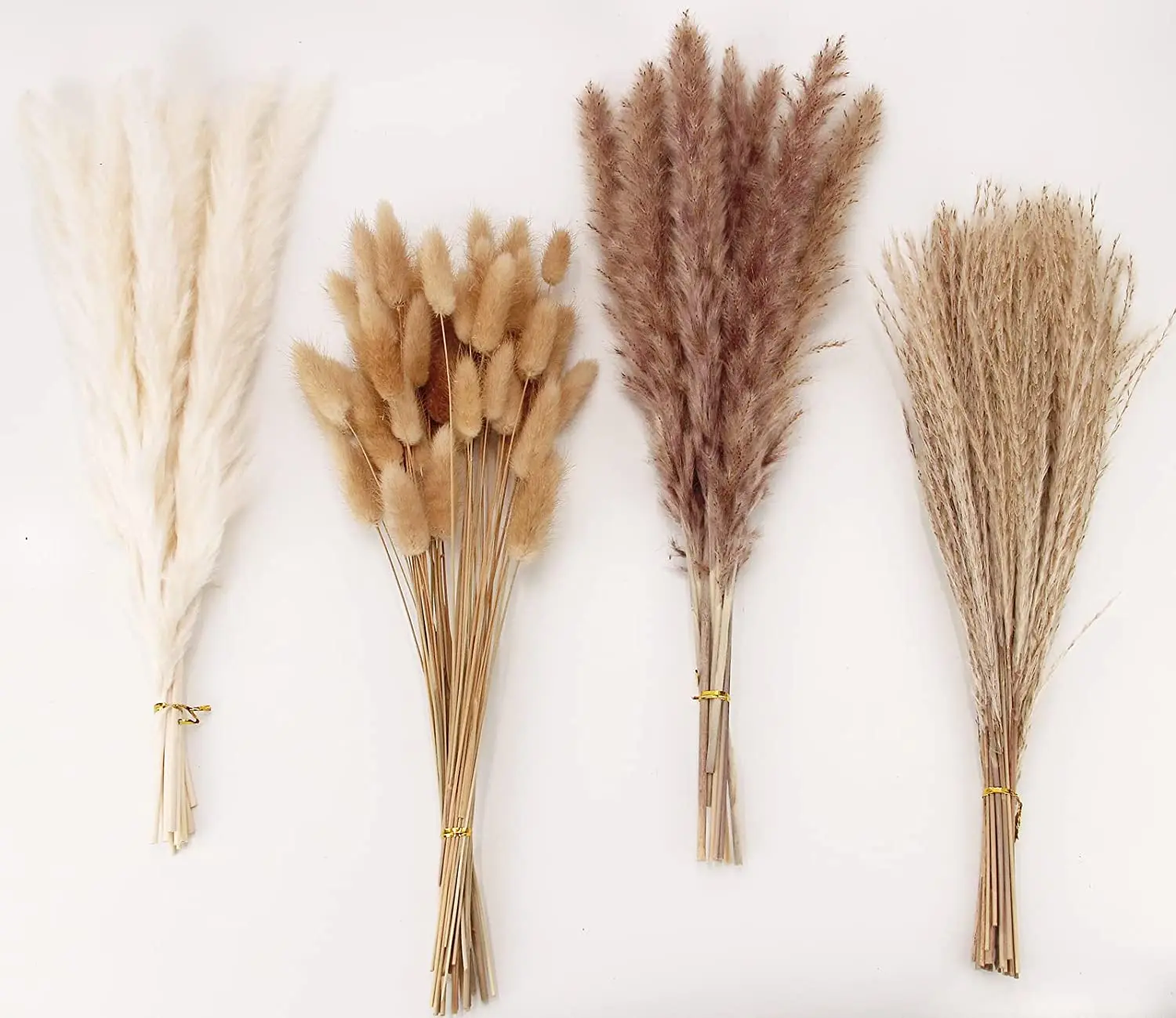 100 PCS Dried Pampas Grass ,Contains Bunny Tails Dried Flowers,Reed Grass Bouquet for Wedding Boho Flowers Home Table Decor