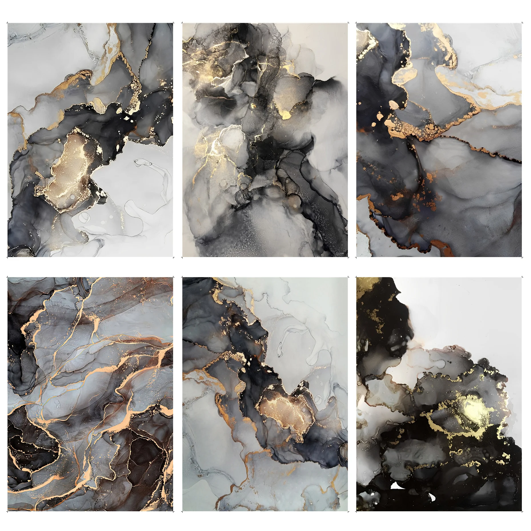 

Gold Black Marble Classic Anime Poster Waterproof Paper Sticker Coffee House Bar Aesthetic Art Wall Painting