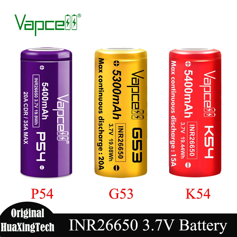 2 шт./лот оригинальная батарея Vapcell INR 26650 P54 G53 K54 высокая емкость 5400 мАч