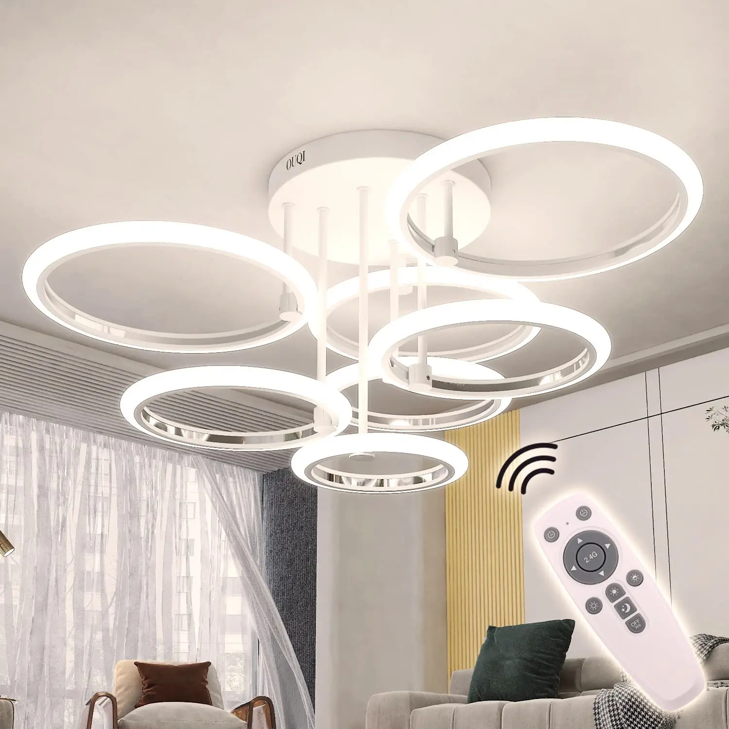 Купи Modern Smart LED Ceiling Lights Remote Control Stepless Dimming LED Fixtures Ceiling Lamp Indoor Lighting For Living Dining Room за 8,933 рублей в магазине AliExpress