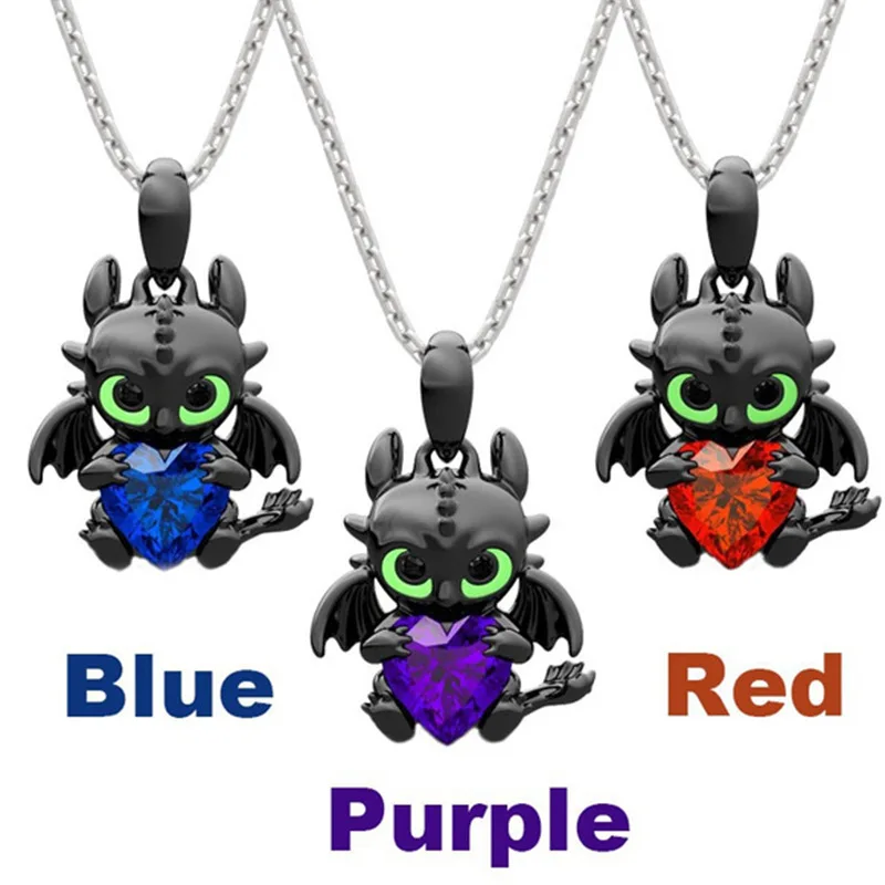 

Demon Dragon Cartoon Necklace Crystal Glass Alloy Pendant Anime Character Commemorative Gift