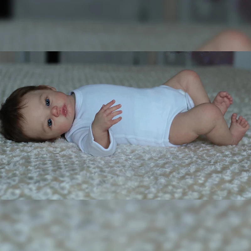 45CM 3D Marble Texture Skin Visible Veins Soft Silicone Reborn Baby Doll Toy For Girl Cloth Body Kid Dress Up Play Hous Boneca