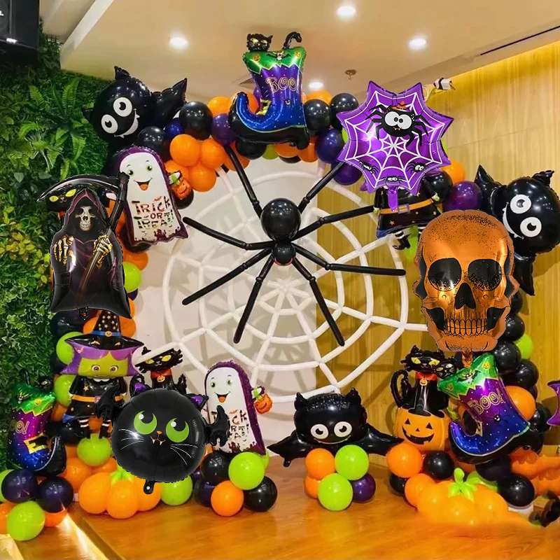 Halloween Pumpkin Ghost Balloons Halloween Decorations Spider Foil Balloons Inflatable Toys Bat Globos Halloween Party Supplies images - 6