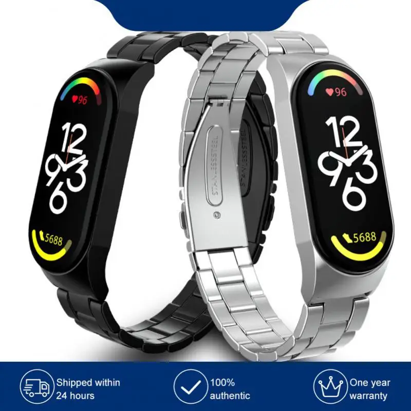 

Breathable Stainless Steel Strap Smart Accessories Wrist Band Bracelet Metal Replaceable Watch Band For Band 7 Strap