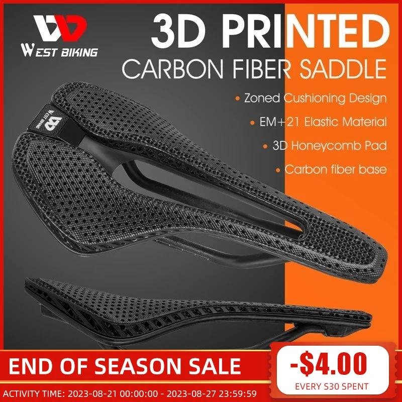 WEST BIKING Bicycle 3D Printed Saddle Carbon Fiber Saddle Road Mtb Mountain Bike Bicycle Saddle For Cycling Saddle Bicycle Parts