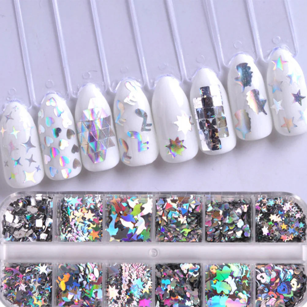 

2 Pcs Manicure Nail Box Four-pointed Star Cross Sequins 3d Stickers Decoration The Pet DIY Accessories