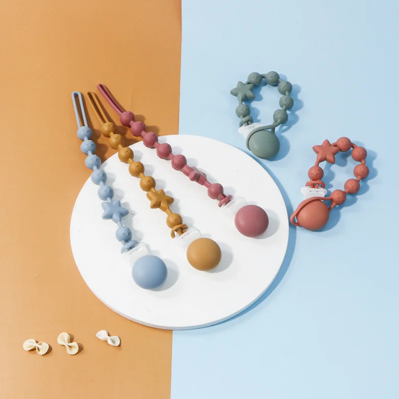 

Percifier Holder Baby Teething Toys for 0-6 Months Teethers Baby Chew Beads Toy for Babies Teething Supplies pacifier clips