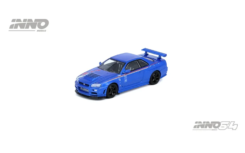 Inno 1:64 azul Touring Car Skyline Roadster modelo R34 Nismo GT-R para Nissan GTR