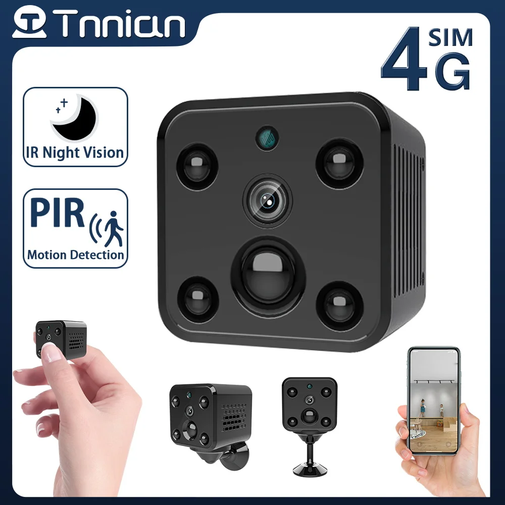 

Tnnian 4MP 4G SIM Card Mini Camera Built in Battery IP Video Record IR Night Vision Surveillance Security CCTV Micro Camcorder