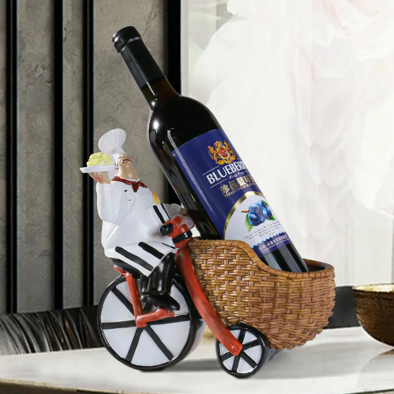 

Fat Chef Figurines Wine Rack Bottle Storage Holders Color Beauty Resin Craft Sculpture Kitchen Decors Home Table Ornaments Gift