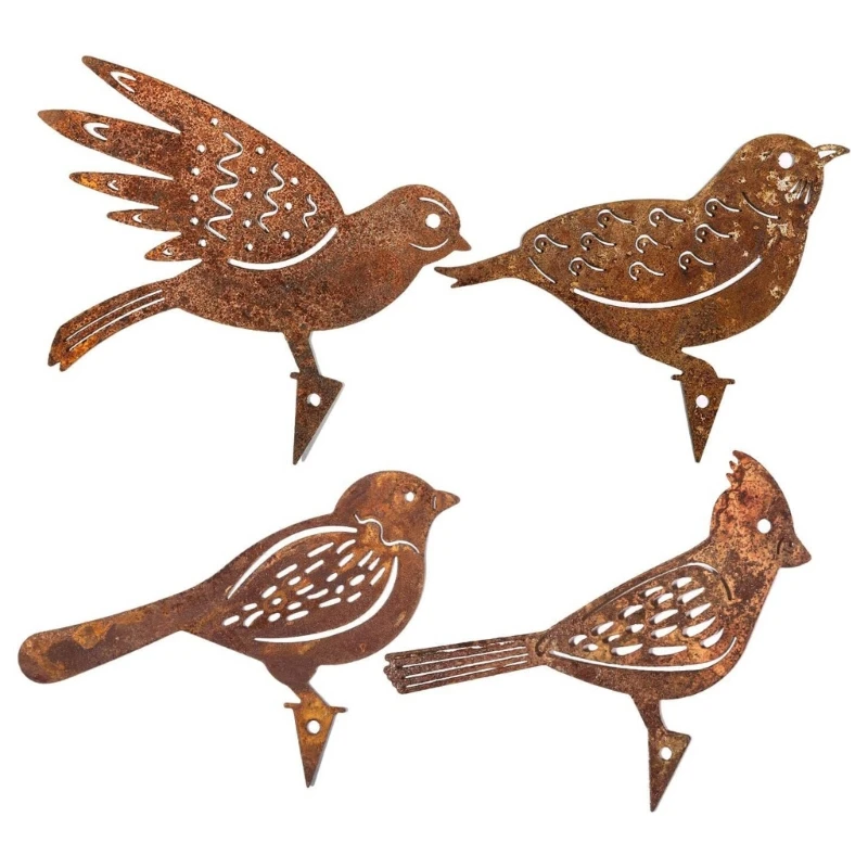 

Metal Bird Silhouettes Decor Bird Statues Patio Yard Ornament Adornment 4Pcs Drop Shipping