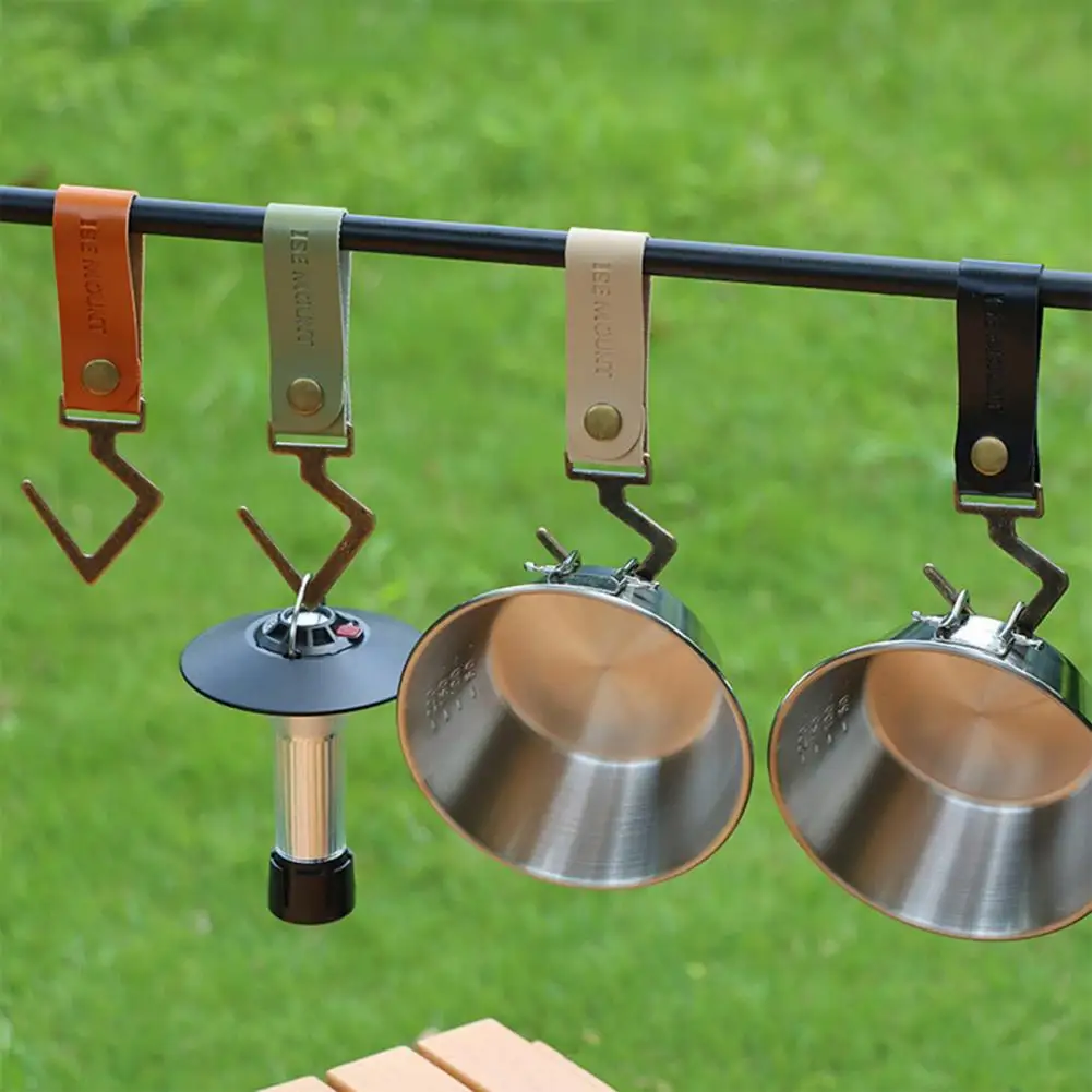 

Cooking Tool Hook Multi-purpose Storage Hook Strong Load-bearing for Pots Pans Utensils Camping Gear Faux Leather for Versatile