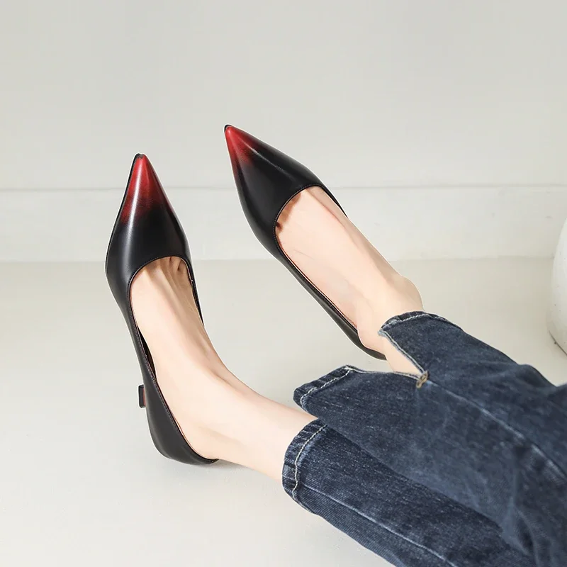 Женские туфли-лодочки с острым носком на высоком каблуке 22-2024 см