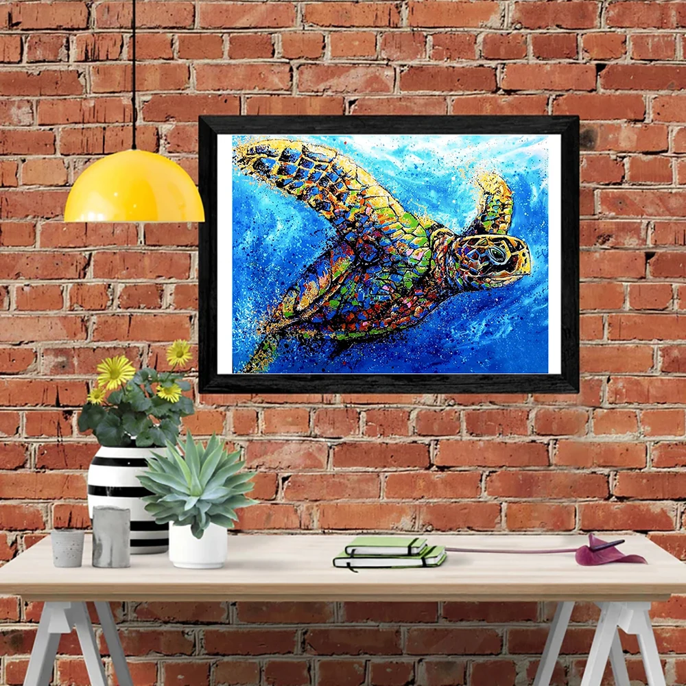 

DIY-5D Diamond Painting Colour the sea turtle Splicing Set Full Diamond Embroidery Mosaic Picture Closed