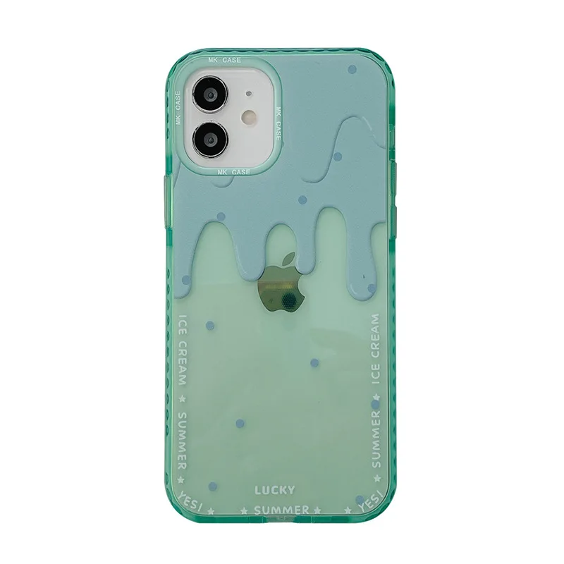 

INS Cute Creative Summer Lucky Phone Case For iPhone 12 11 Pro Max XR Xs 7 8 PLUS SE Shell Border Clear Shockproof Back Cover