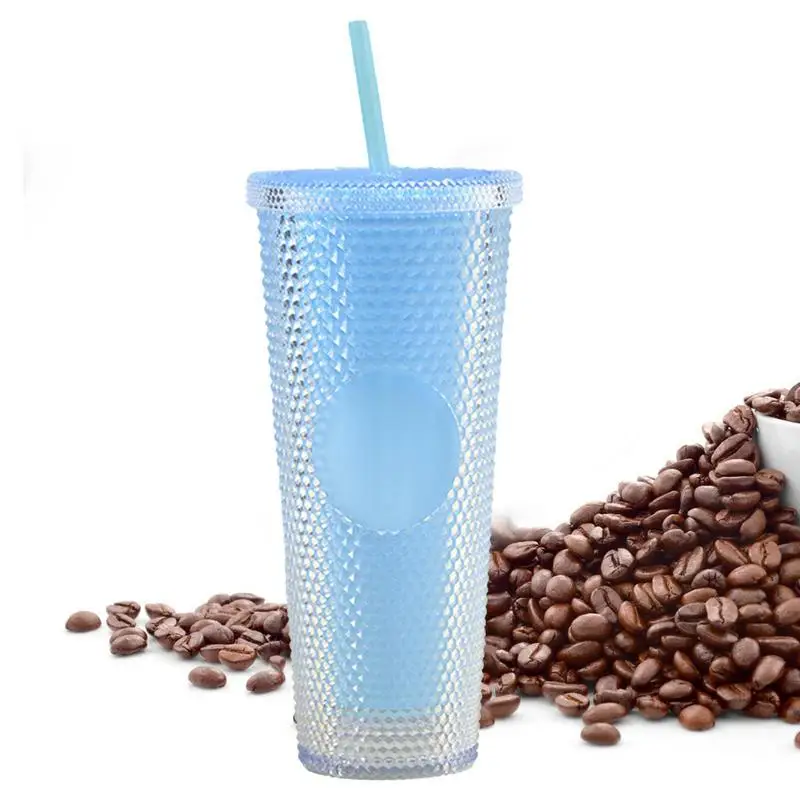 

Riveted Tumbler With Lid 750ml Double Walled Cold Drink Tumbler Cup Insulated Beverage Tumbler With Lid And Straw For Home Yoga