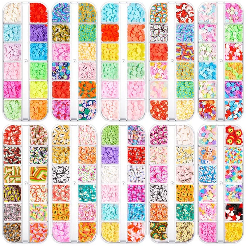 12 ячеек в коробке 3D наклейки виде фруктов миниатюрные полимерная глина дизайн