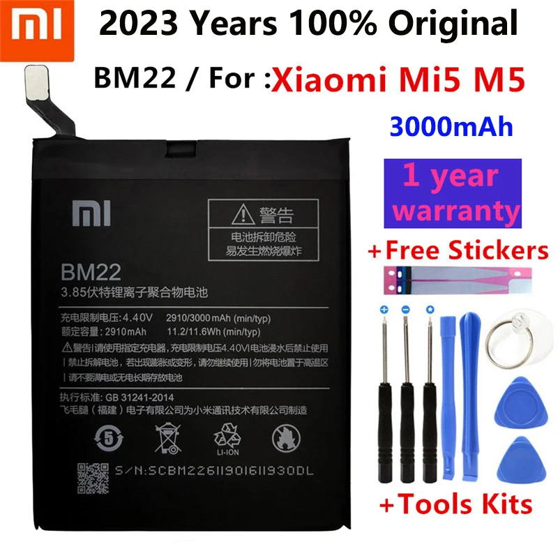 

Xiao Mi Оригинальный аккумулятор для телефона BM22 для Xiaomi Mi 5 Mi5 M5 3000 мАч Высокое качество Замена батареи Розничная упаковка