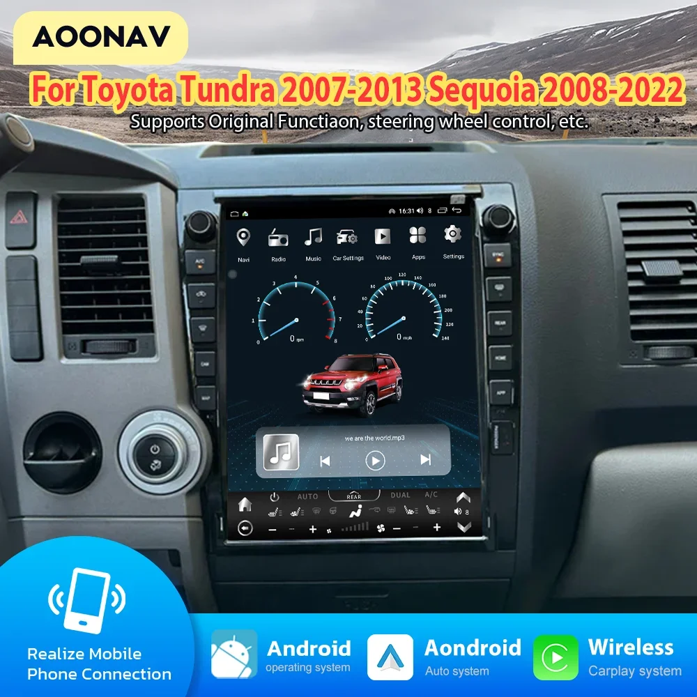 AOONAV 13-дюймовый автомобильный радиоприемник для Toyota Tundra 2007-2013 Sequoia 2008-2022 сенсорный