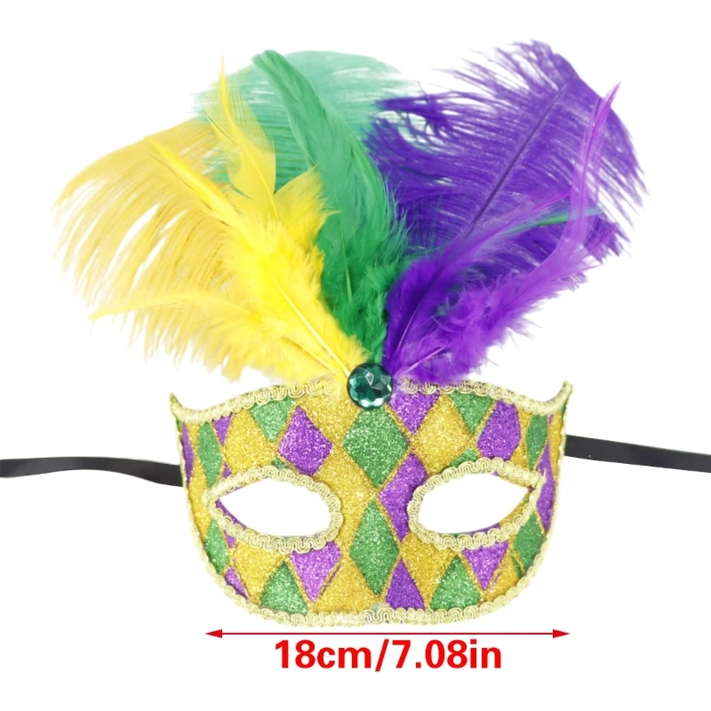95AB Перо Маска Венецианская Маскарадная Полумаска Хэллоуин Костюм Марди Гра для