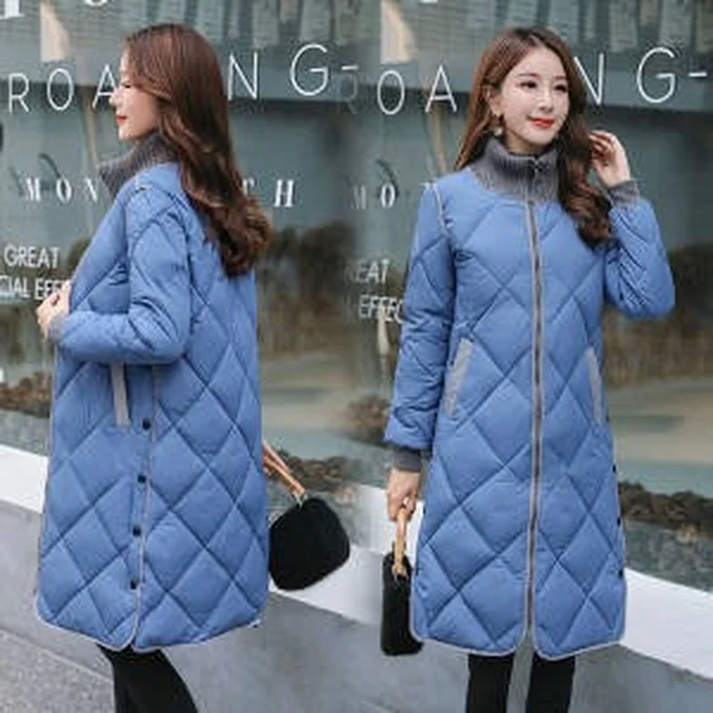 Female Parkas 2023 Autumn Winter New Korean Down Cotton Overcoat Women Long Coats Warm Loose Outwear Stand Collar Winter Jackets