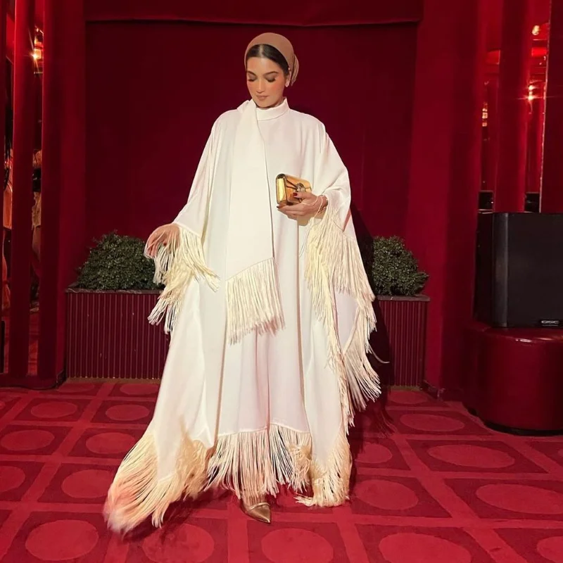 Elegant African Dresses for Women Muslim Fashion Boubou Abayas Robe Dashiki Ankara Tassel Outfits Evening Gown Kaftan Maxi Dress
