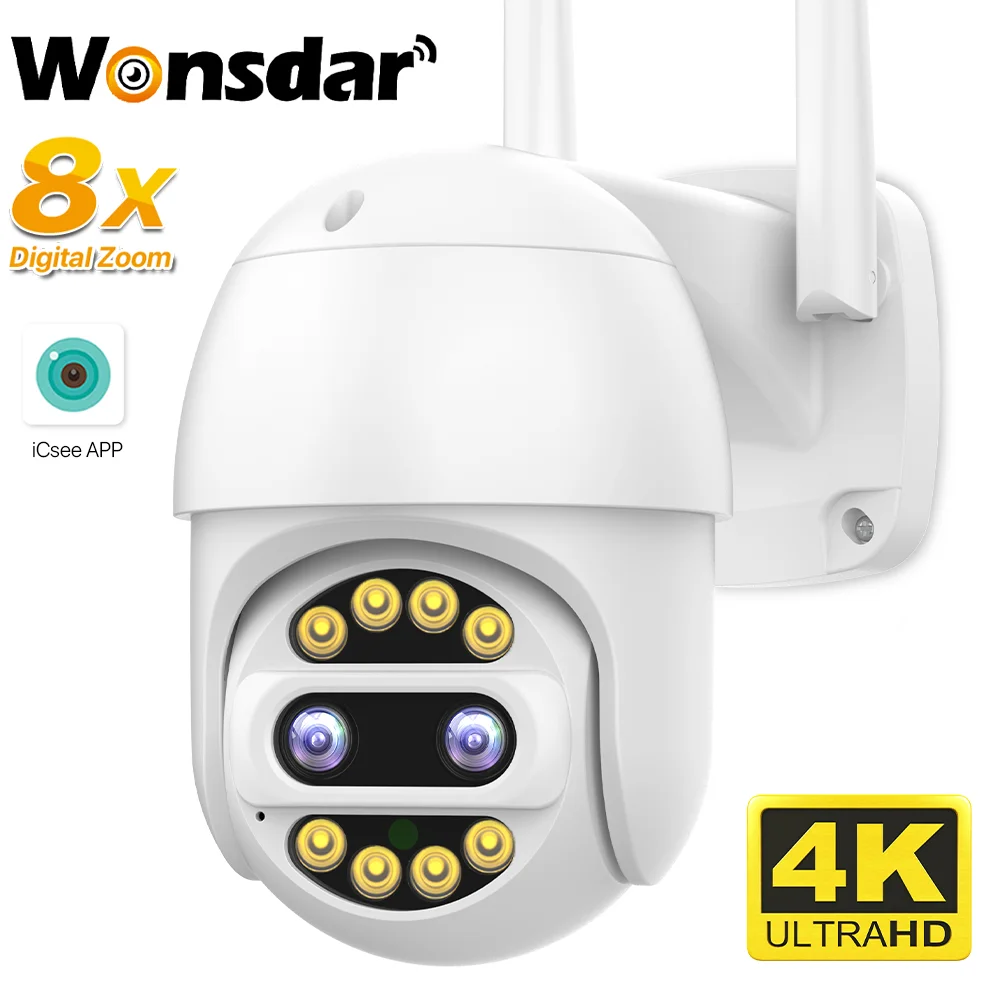 

WIFI IP Camera Outdoor 4K 8X Zoom Wireless CCTV Camera 2K HD P2P Security PTZ Camera 2.8-12mm Dual Lens Video Surveillance iCSee