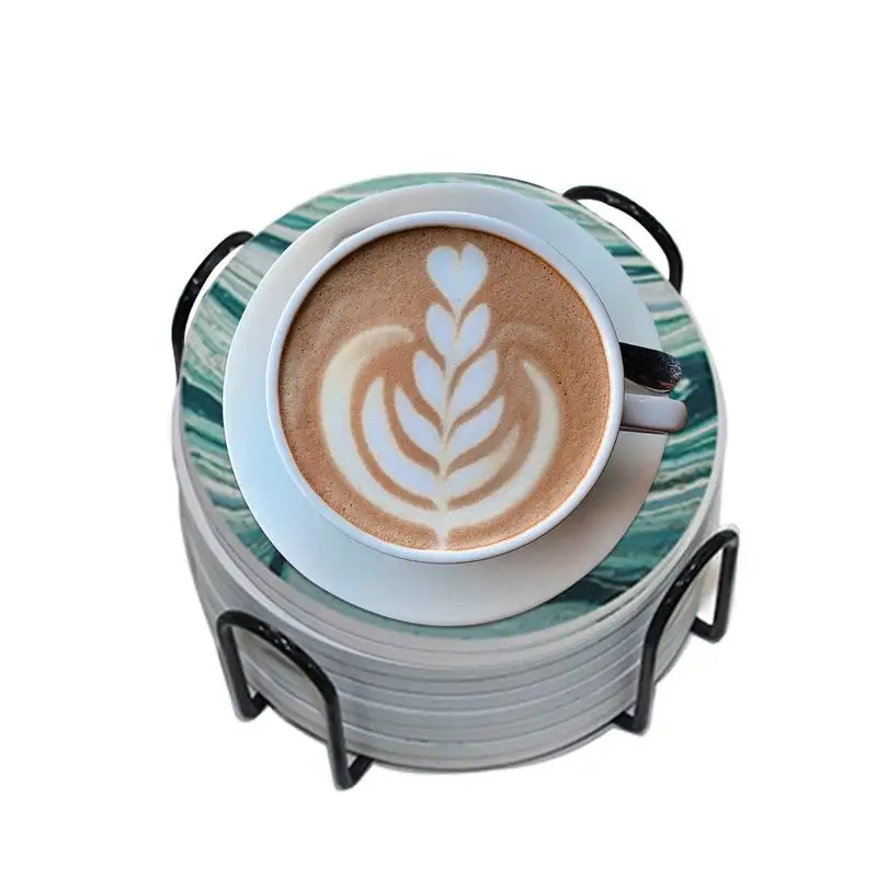 

Подставки для напитков, абсорбирующие круглые подставки для напитков, подставки для бара с металлической подставкой для журнального столи...