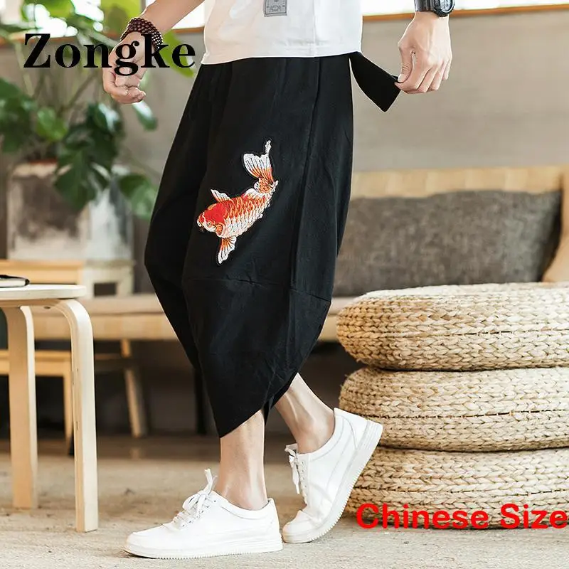 

Zongke Carp Calf-Length Pants Mens Clothing Sweatpants Male Japanese Streetwear Men Trousers Joggers Clothes 5XL 2023 Summer