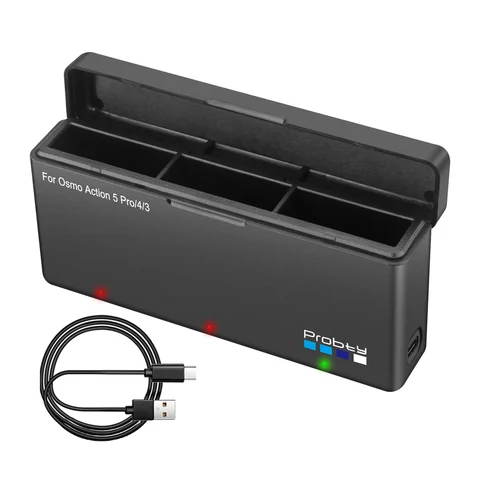 Батарея probty 2200 мАч для DJI Osmo Action 4/3 с зарядным устройством