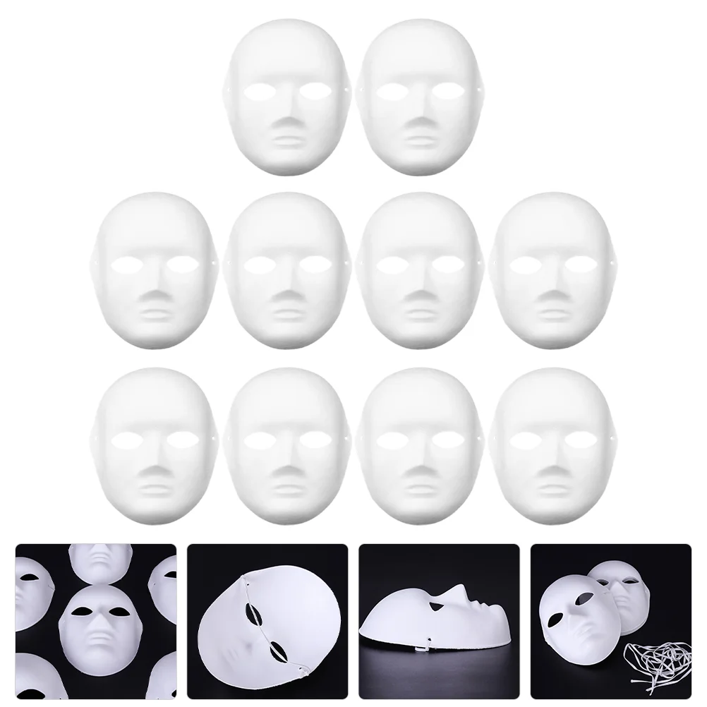 

10 Pcs Masquerade Mask White The Face Costume DIY Dress Kids Full Props Facebook Decorate