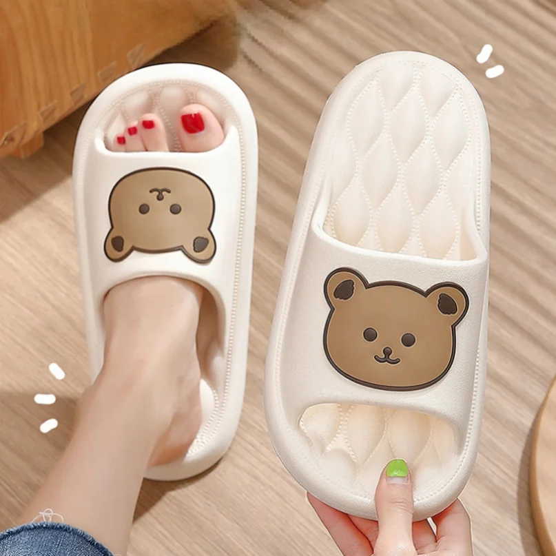Teddy Bear Home Slipper Woman Cloud Sandals Men Flip Flops Sandals Soft Sole Beach Non Slip Cartoon House Shoes Female Male