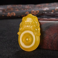 chinese natural chalcedony hand carved lion jade pendant fashion boutique jewelry jade chalcedony necklace for men and women