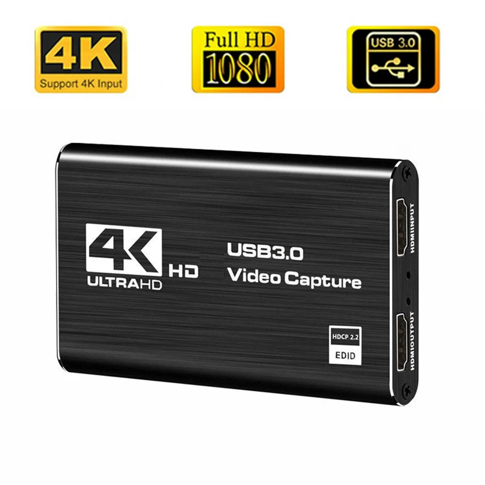 

USB 3.0 HDMI-совместимая карта захвата видео 4K 60/30 Гц USB-рекордер для потокового видео игр