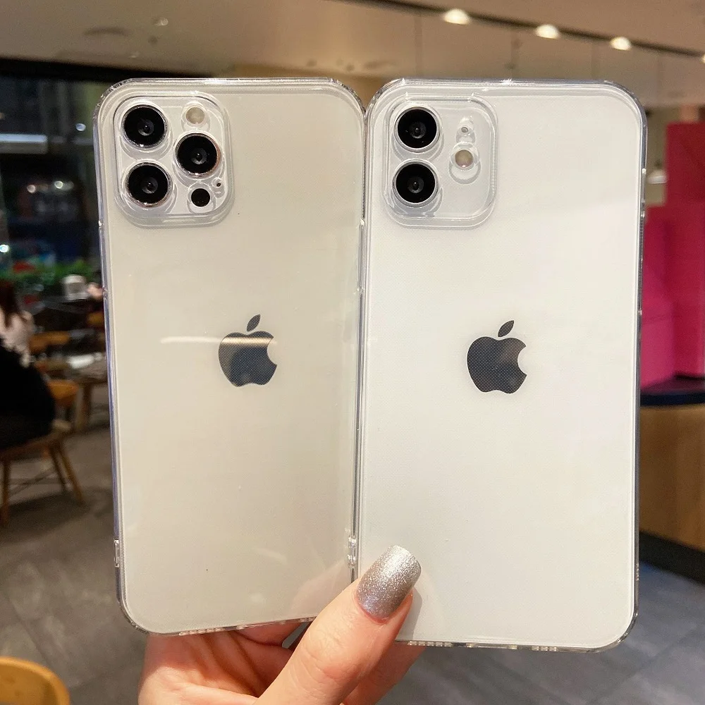 

Luxury Transparent Square Soft Phone Case For iPhone 14 13 12 11 Pro Max XS X XR Camera Protection Shockproof Cover