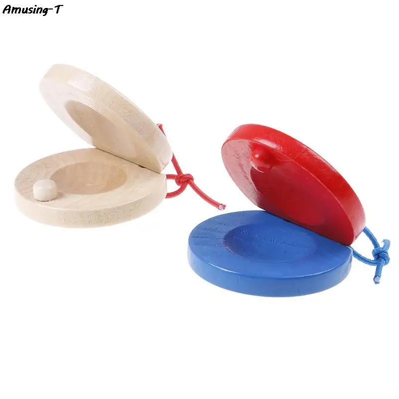 

1Pcs Wooden Castanets Wood Percussion Musical Instrument Education Child's Intellectual Development Listening Ability