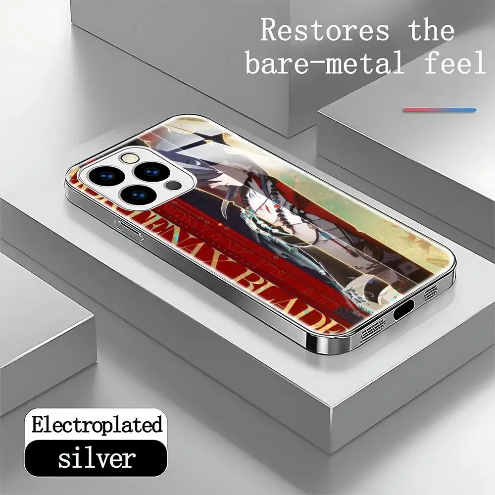 Фото Чехол для телефона Star Rail Mortenax Blade для iPhone 17 AIR 16 15 14 13 12 Pro Plus Max, стеклянный с гальваническим покрытием №3