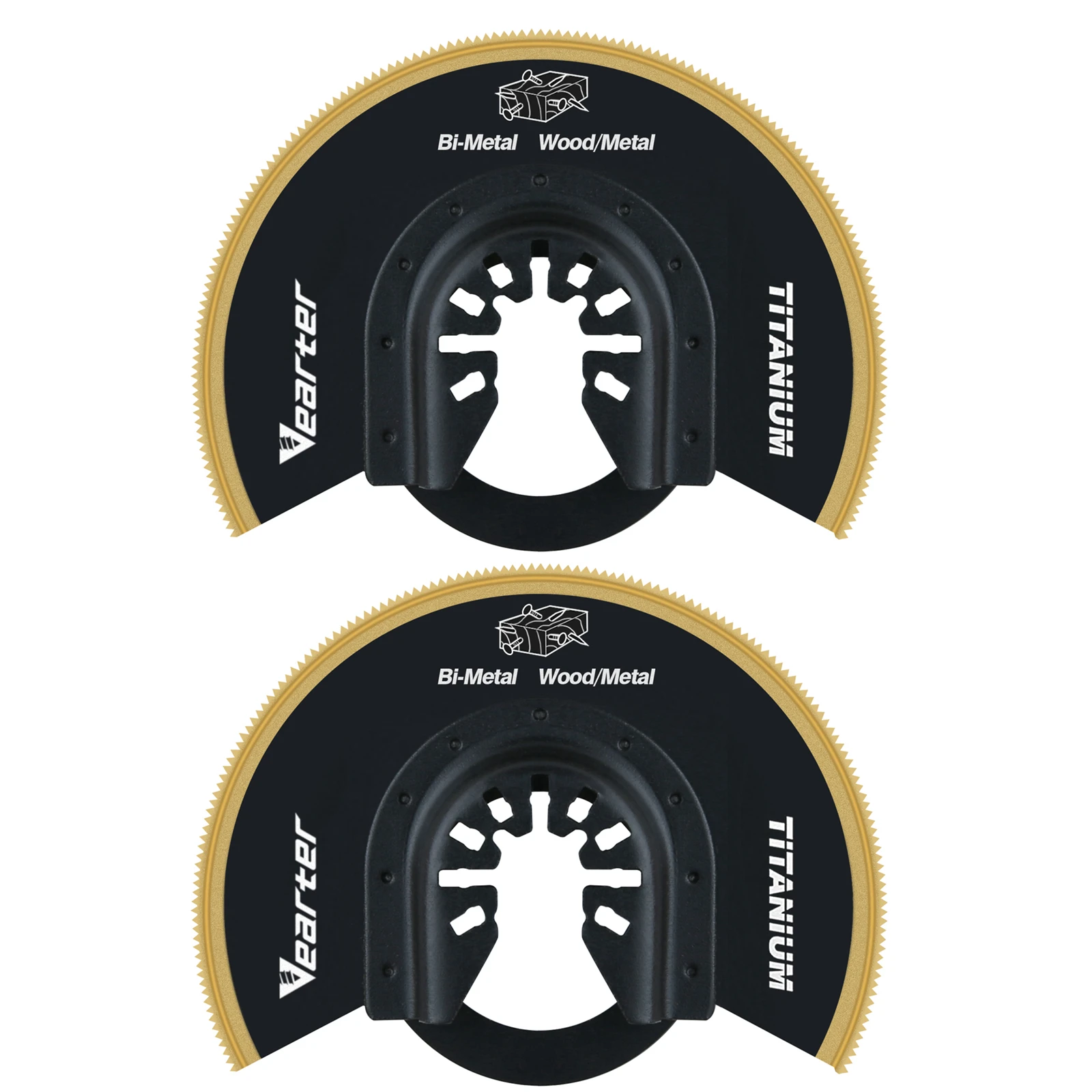 Полуциркулярная пила Vearter, Осциллирующий Мультитул с титановым покрытием, для резки металлических гвоздей, дерева, пластика, твердого материала, 2 упаковки
