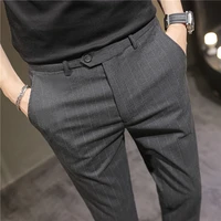 2022 classic striped pants men casual business office social dress pant elasticity slim streetwear trousers costume homme 28 42