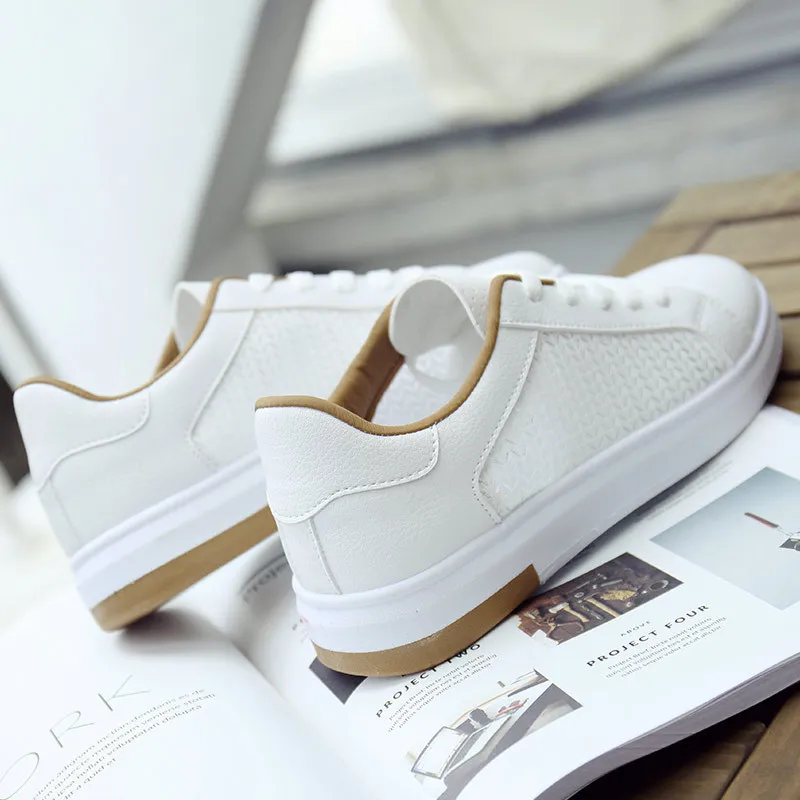 Summer Mesh Shoes for Women 2023 New Trendy Small White Shoes Female Woman Hollow Breathable Comfortable Lace up Board Shoes