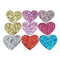 18pcslot 3 5x3cm shinyglitter heart padded appliqued for diy handmade children hair clip accessories hat shoes patches