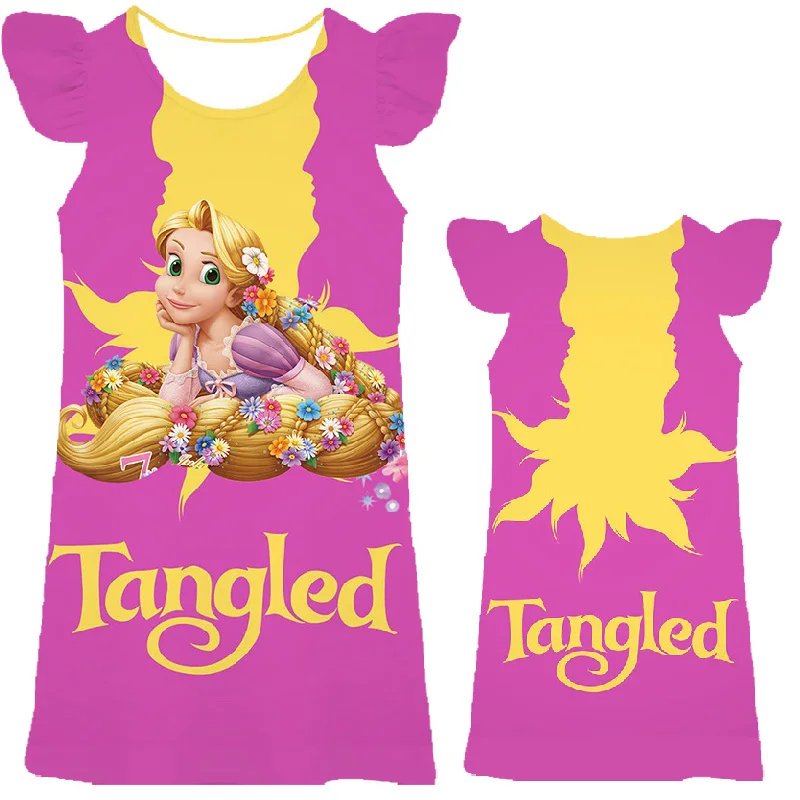 

Disney Girls Rapunzel Princess Cosplay Dresses Tangled 3D Movie Magic Gold Hair Girls Princess Dress Party Gift Birthday Costume