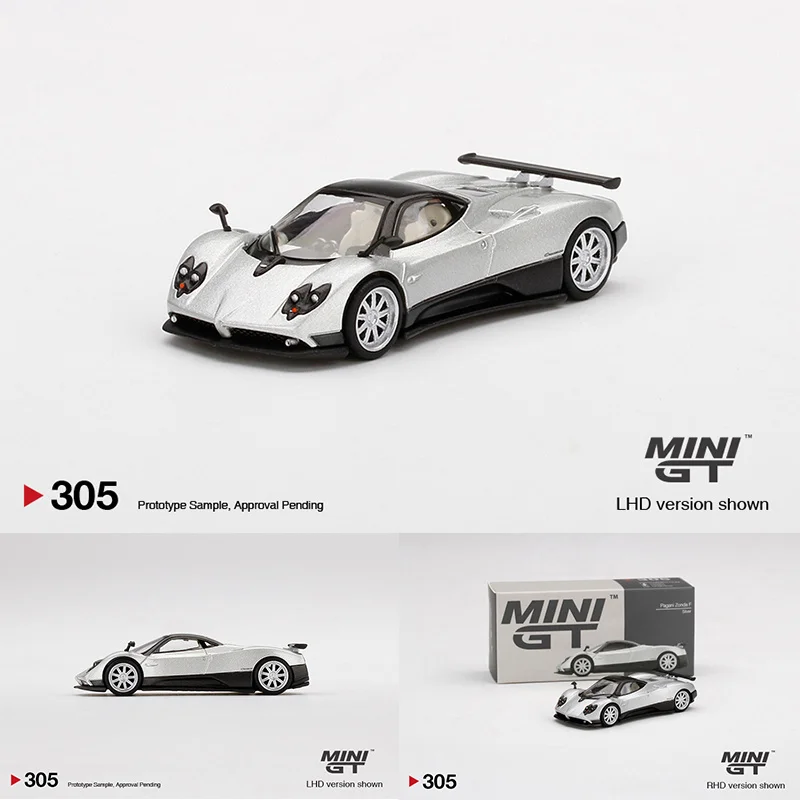 

Спортивный мини-автомобиль Zonda F 1:64 MINI GT, коллекционная Серебряная модель Диона из сплава, миниатюрные игрушки для детей 305