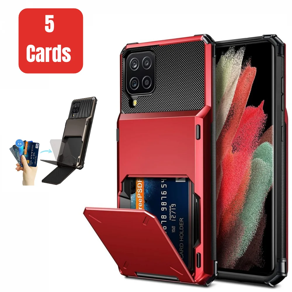 

For Samsung Galaxy A12 A13 A22 A32 5G A7 A8 A9 2018 Wallet Card Slot Credit Card Holder Flip Hidden Pocket Case Cover Funda capa