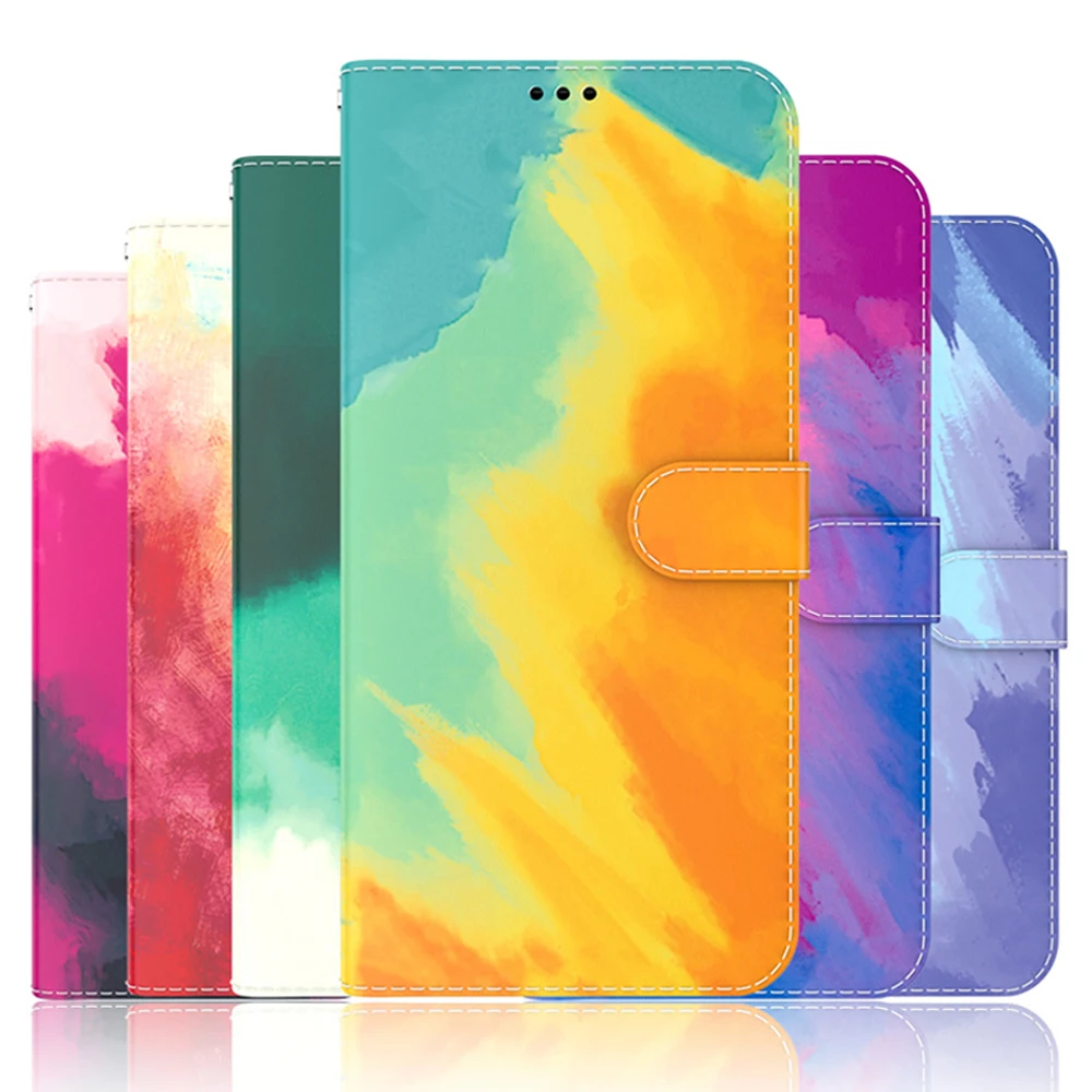 

For Samsung A03 Core Watercolor Leather Flip Wallet Case for Samsung Galaxy A03S A02S Luxury Case A 03 02 S A03 Core Funda Cover